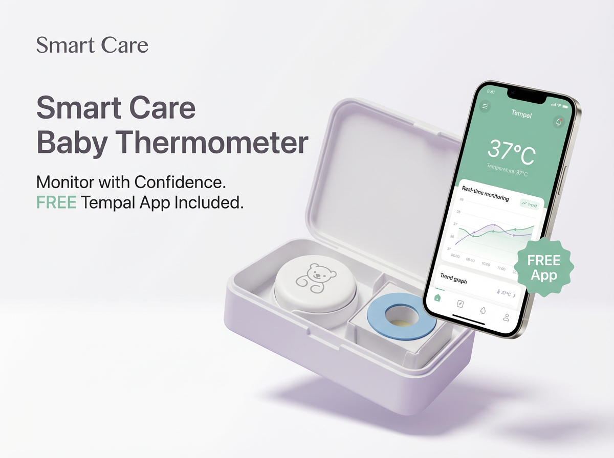 Nou 2026 - Termometru pentru bebeluși Smart Care și 20 de plasturi