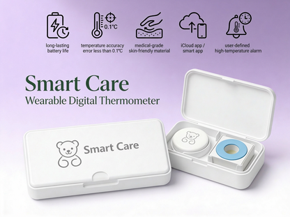 Nou 2026 - Termometru pentru bebeluși Smart Care și 20 de plasturi
