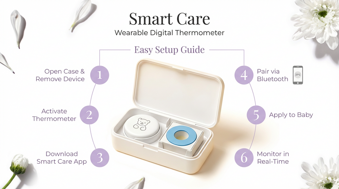 Nou 2026 - Termometru pentru bebeluși Smart Care și 20 de plasturi