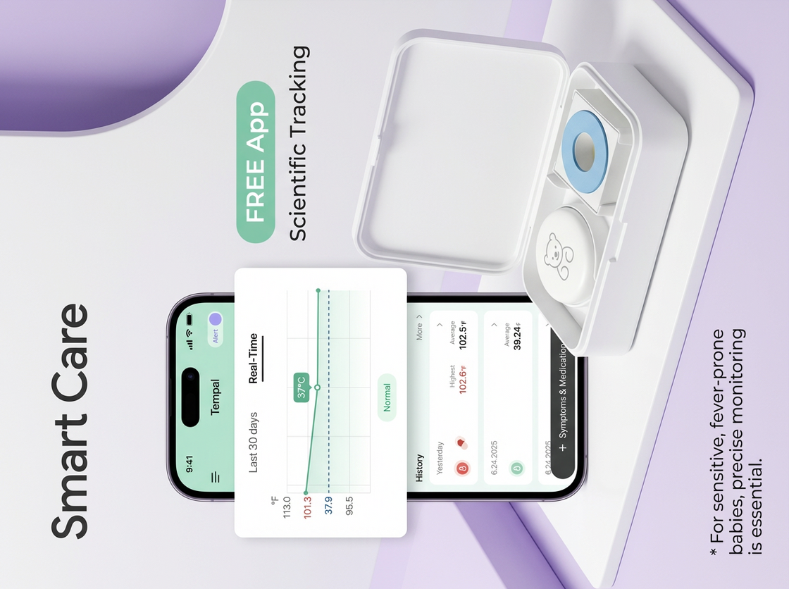 Nou 2026 - Termometru pentru bebeluși Smart Care și 20 de plasturi