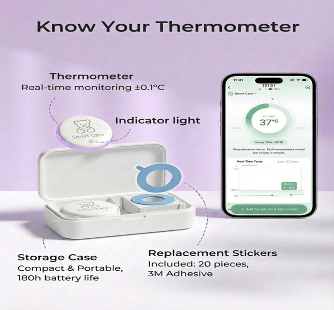 Nou 2026 - Termometru pentru bebeluși Smart Care și 20 de plasturi